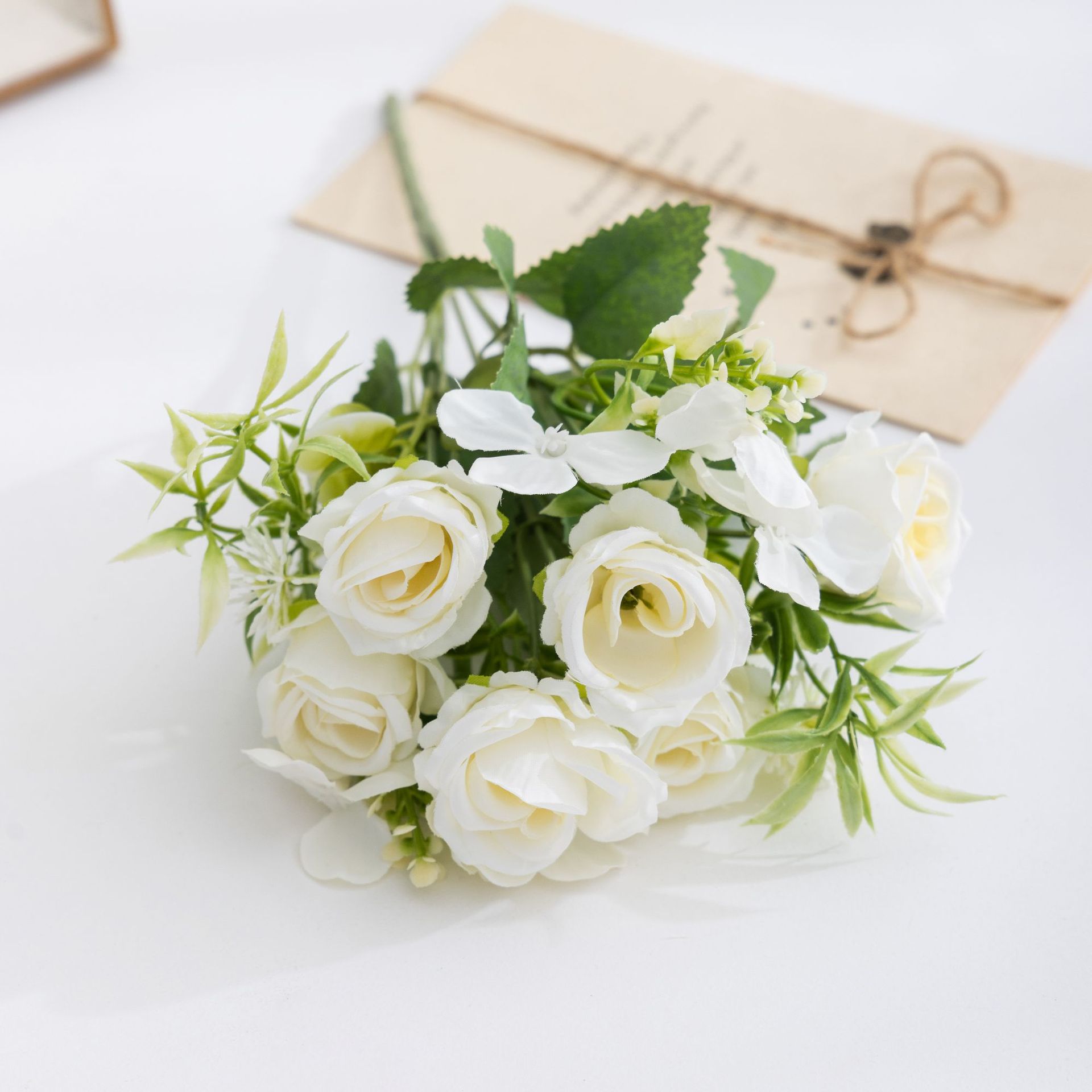 仿真碎冰蓝玫瑰绣球组合花束亚马逊跨境热卖家居装饰假花现货批发细节图