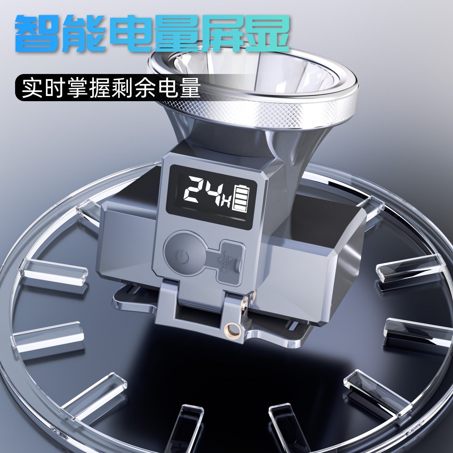 Cross-border two-light source, LED battery level display, charging, night riding headlight, zoom, long-range, aluminum alloy miner's lamp, strong headlight, night fishing headlight, work light Application Scenario
