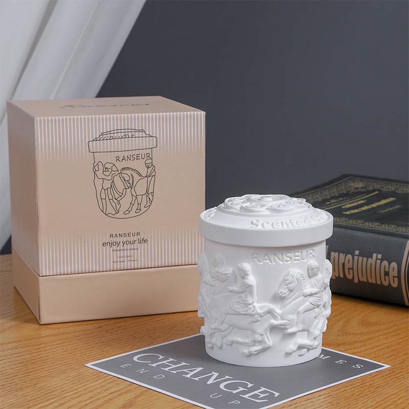 复古立体雕像香薰蜡烛卧室无烟香氛植物蜡石膏杯扩香批发跨境产品图