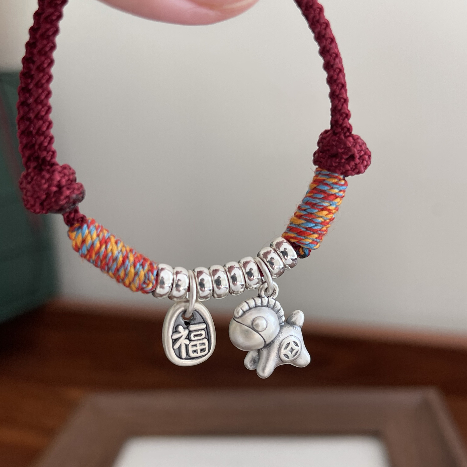 马上有福12.13足银999盘缠红绳手链手工编织本命年礼物闺蜜情侣送女友