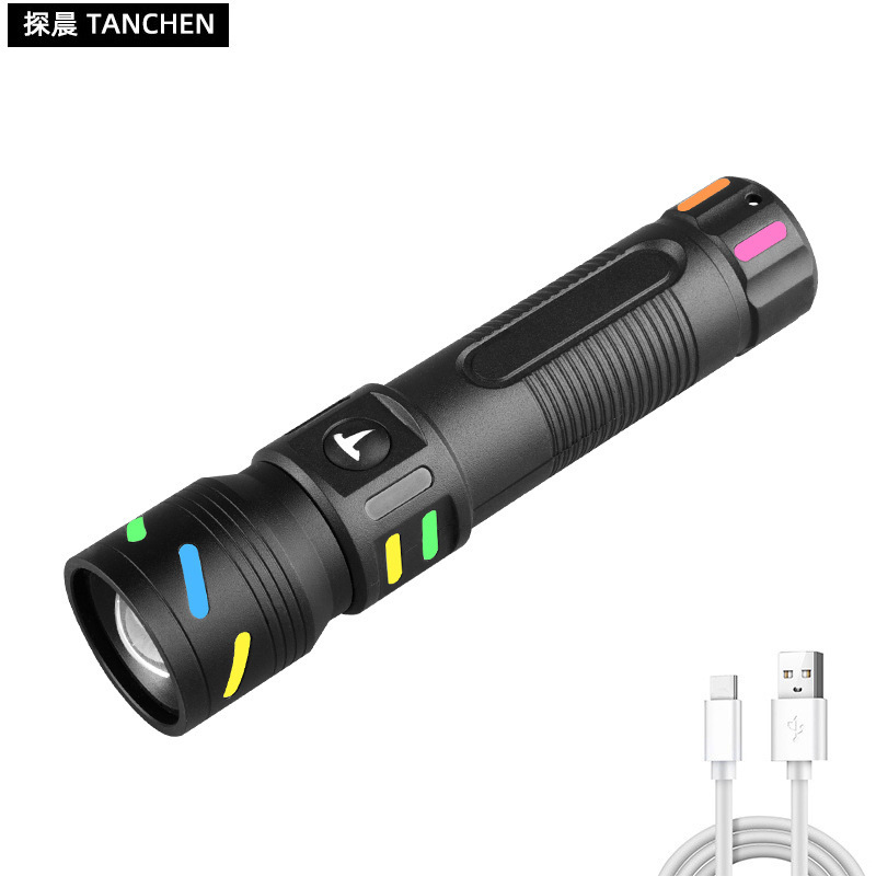 A new cross-border high-intensity led flashlight with charging function, a portable mini white laser flashlight, suitable for outdoor hiking