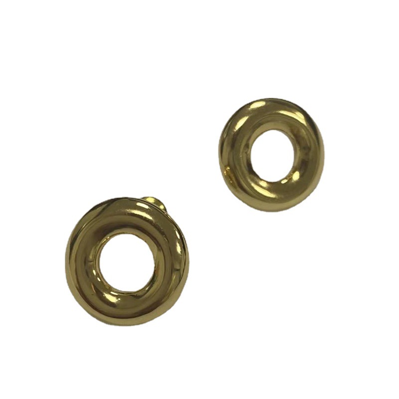 圆圈耳钉黄铜镀金欧美经典冷淡风时髦气质设计感耳环细节图