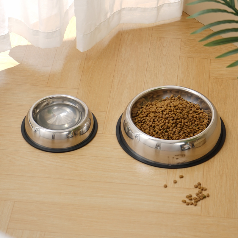 Stainless steel thickened pet bowls, pet supplies, dog bowls, cat bowls, anti-slip and shock-resistant, dog food bowls, cat water bowls, dog bowls details Picture