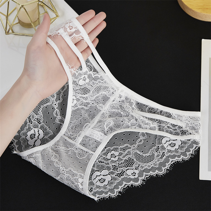 Best-selling women's lace-trimmed underwear with sexy bow, graphene antibacterial crotch, cutout, high elasticity and low waist, 7607# details Picture