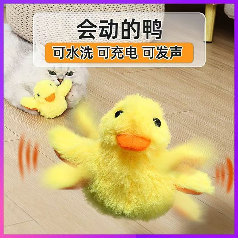 The cute duck electric cat toy can move, make sounds, be washable and rechargeable. It's a perfect tool for playing with plush pets and cats Application Scenario