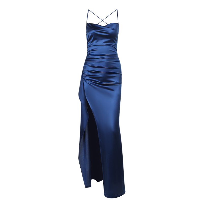 YL24531 Autumn 2026 New Style ladylike, sexy, slimming, pleated and slit satin dress Item Picture