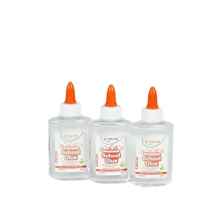 雅隆跨境学生胶瓶装液体学校学生手工DIY胶可水洗PVA透明胶水白底实物图
