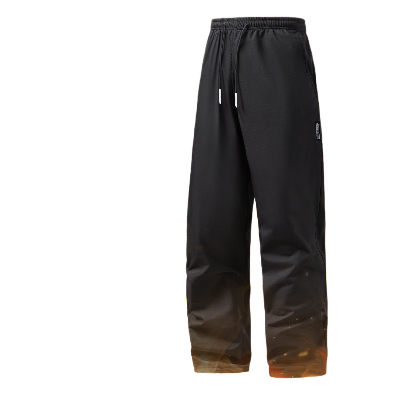 Men's casual pants with less shirt and fleece for warmth, winter thickened Korean-style large-sized cross-border straight-leg long pants, and sport pants Item Picture