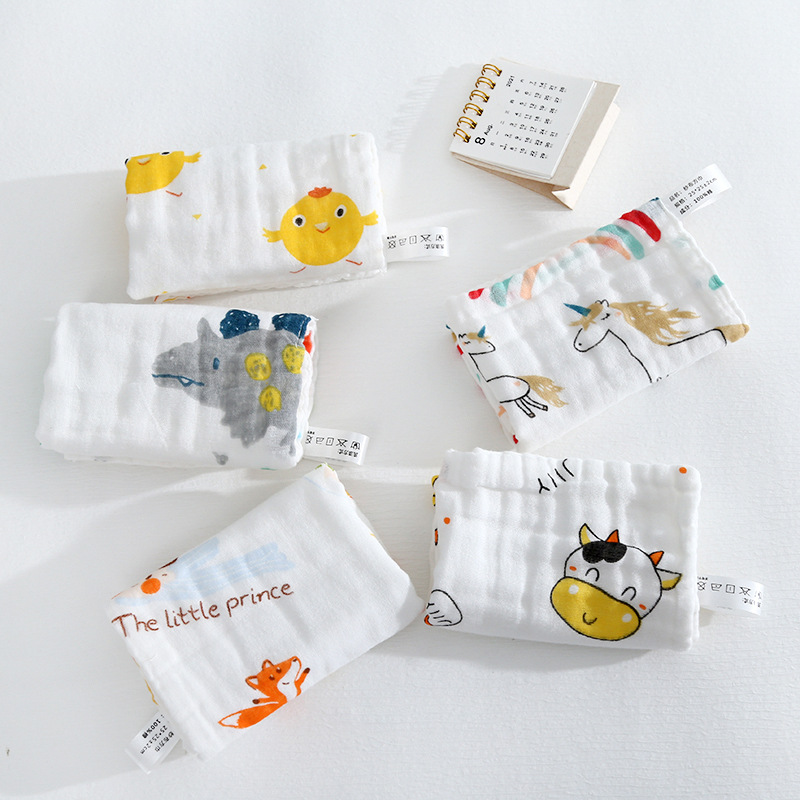 Wholesale of pure cotton small square towels, six-layer high-density gauze towels, baby saliva towels for newborns, and infant face towels Application Scenario