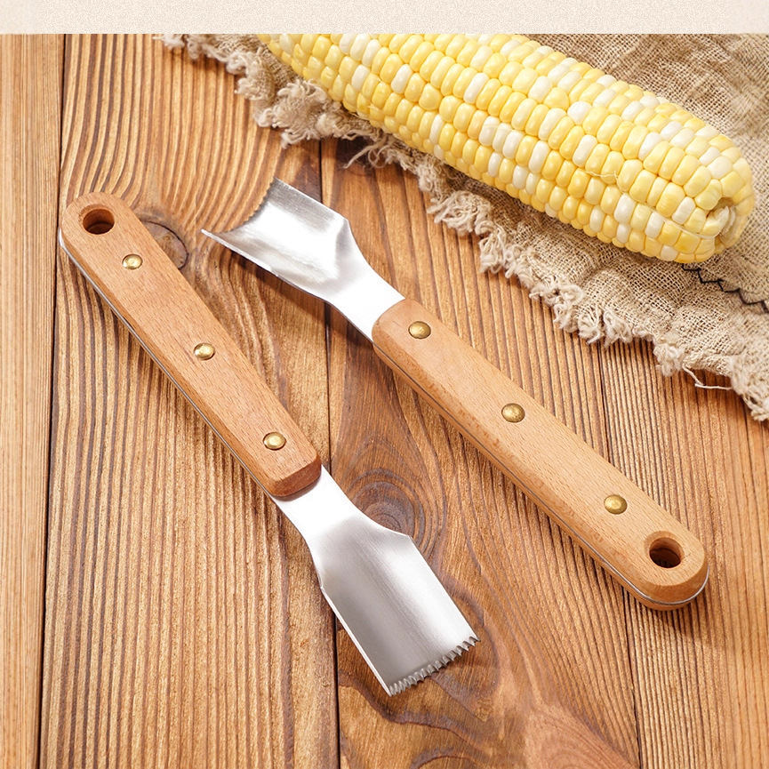 Acero inoxidable zelkova handle corn stripper corn spade corn grating easy hand