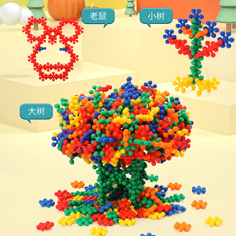 Hualong Toys' Little Plum Blossom building Blocks Desktop educational building blocks DIY plastic children's toy building blocks processing and customization