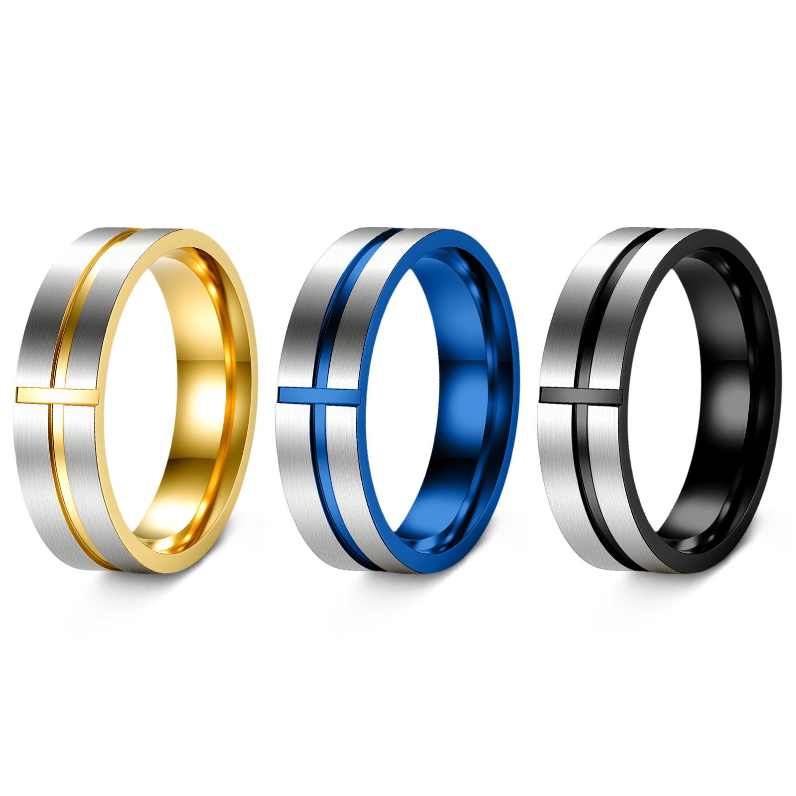 Cross-border Amazon men's European and American fashion jewelry, cross rings, Yiwu small accessories, stainless steel jewelry wholesale