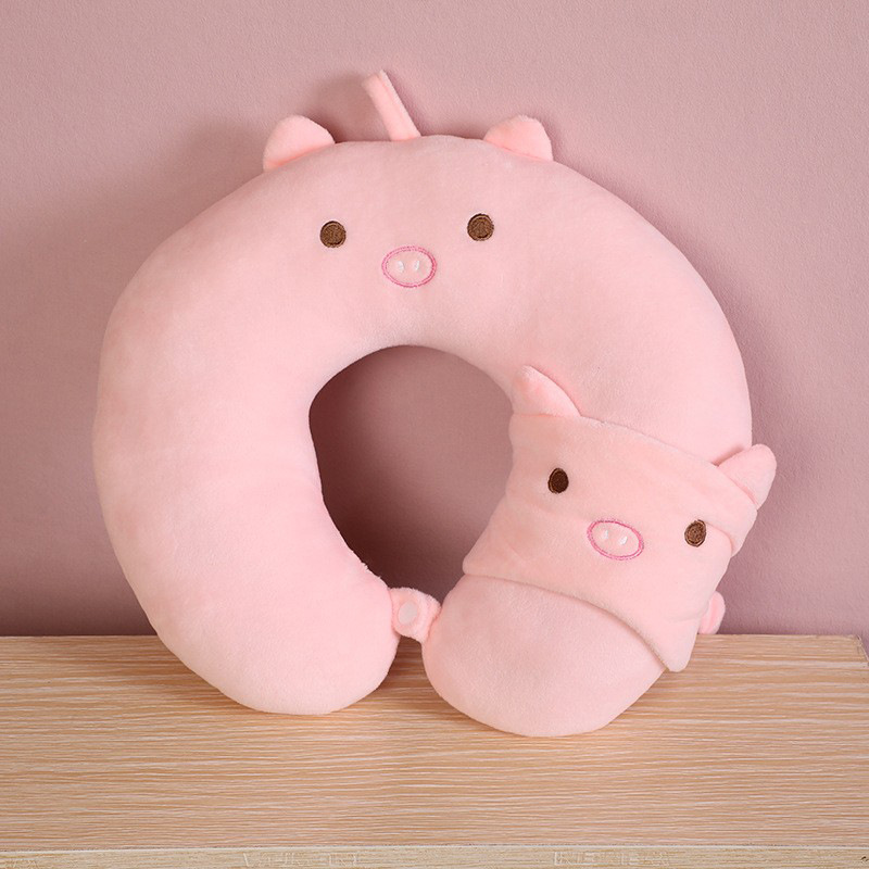 Custom-made cartoon animal U-shaped pillows, creative and simple eye masks, neck pillows, travel sets, night market and street stall U-shaped pillows by the manufacturer Specification image