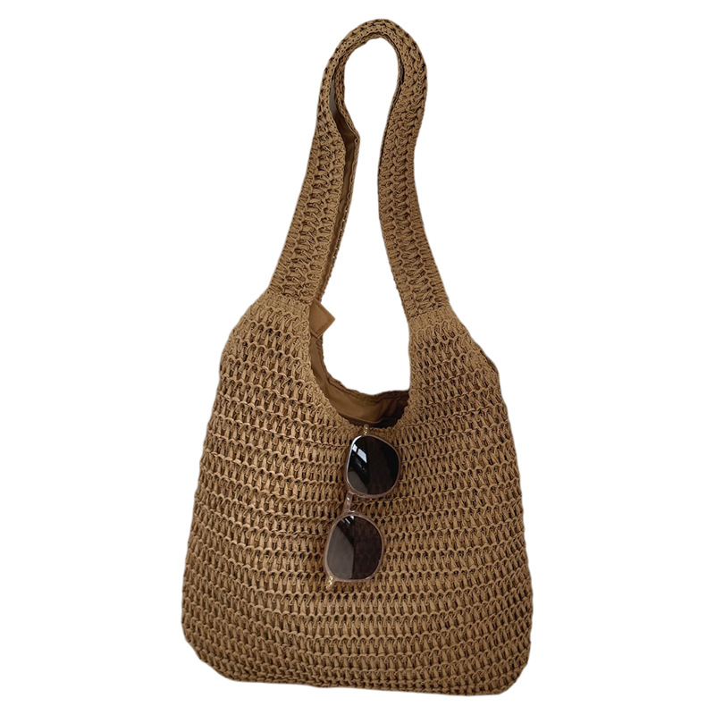 Cross-Border Straw Weaving Bag, Summer Weaving Bag, Straw Weaving Casual, Individual And Fashionable Vacation Style, Large Capacity Vacation Style Tote Single-Shoulder Bag, Women's Handmade Straw Weaving Bag Application Scenario