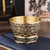 A large black double Pixiu base made of pure brass, a Chinese-style circular landscape rice jar stand for a hundred blessings, a home copper decorative item details Picture