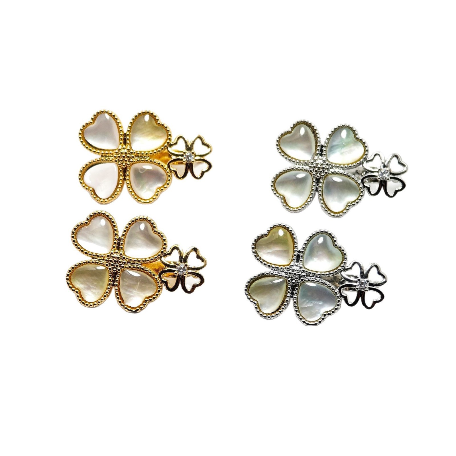 Pearl necklace clasp, white shell clover clasp, handcrafted end clasp, connecting clasp, mother-and-child clasp, sweater chain Item Picture