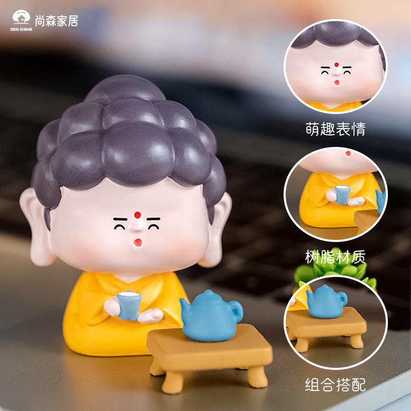 New factory direct sales of "Buddhist-style Little Buddha" figurines, resin handicrafts, small toys, festival gift decorations for both men and women Application Scenario