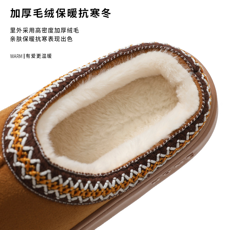 Wholesale of new cross-border autumn and winter lace fashionable cotton slippers, men's and women's couple's indoor and outdoor warm cotton slippers Application Scenario