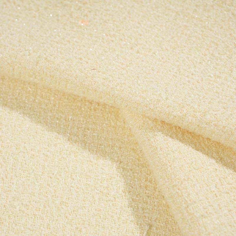 Mokas plain tweed chanel-style fabric for spring, summer, autumn and winter gentle light yellow women's fashion sets and bags Item Picture