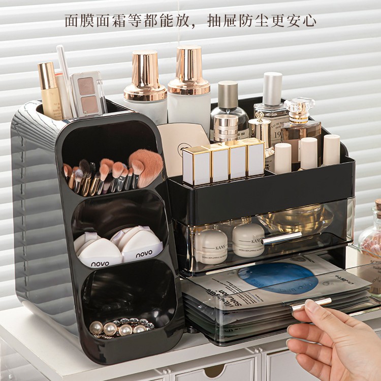 Cosmetics storage box, desktop with a high-end feel, dressing table, lipstick and eyebrow pencil organization box, large-capacity skin care product rack details Picture