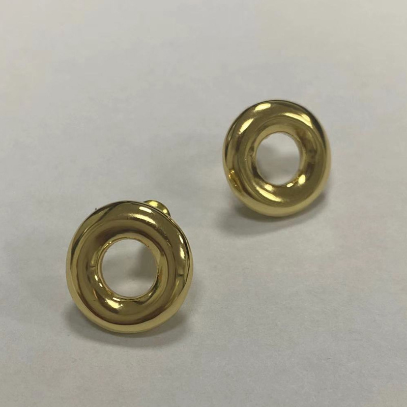 圆圈耳钉黄铜镀金欧美经典冷淡风时髦气质设计感耳环产品图