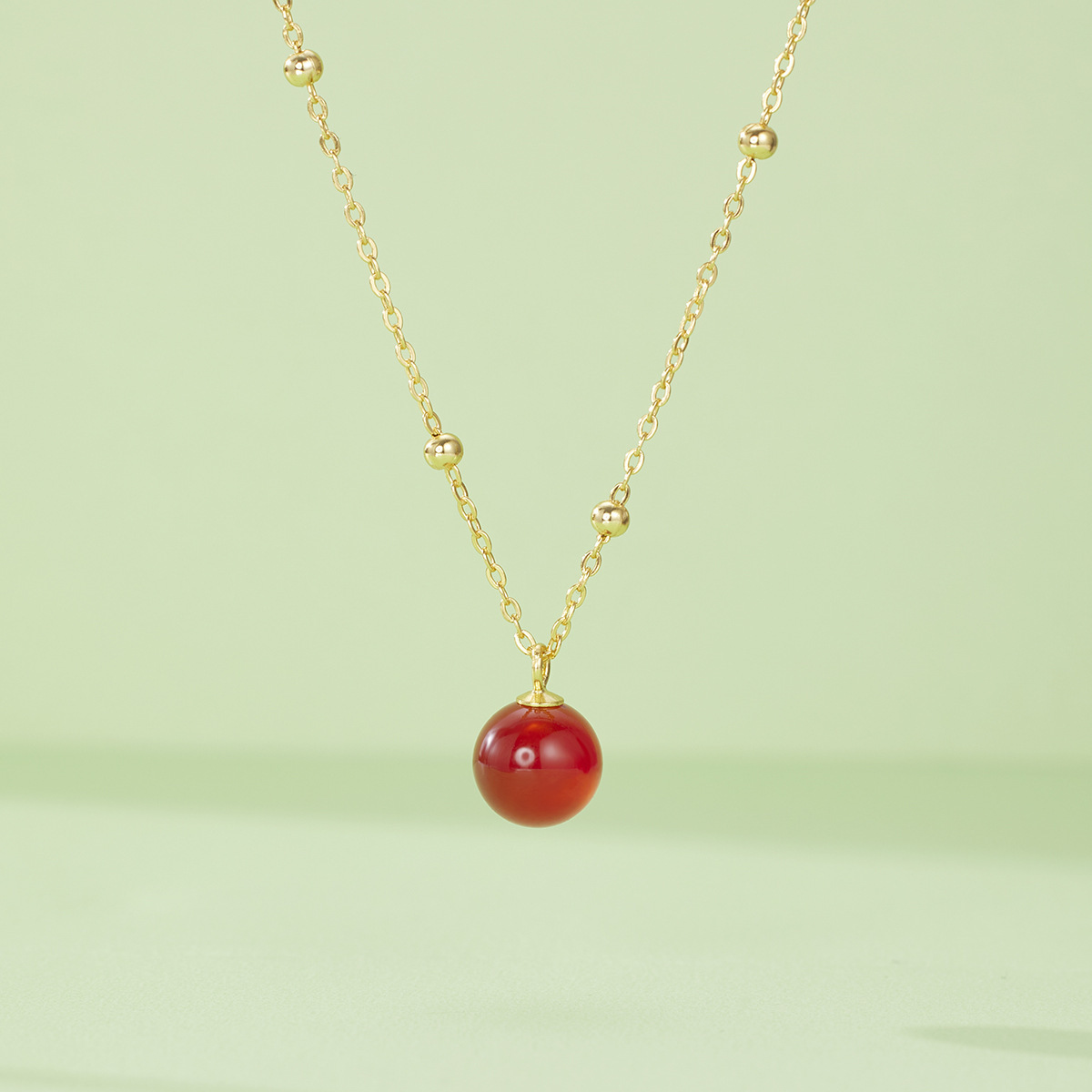 S925 Silver Chinese-style niche natural red agate necklace, New Chinese-style small jade collarbone chain for women, exquisite jewelry wholesale full figure