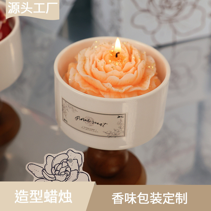 Scented candles, French gradient camellia fragrance gift box, creative and high-end souvenirs, wedding, birthday and festival gifts Specification image