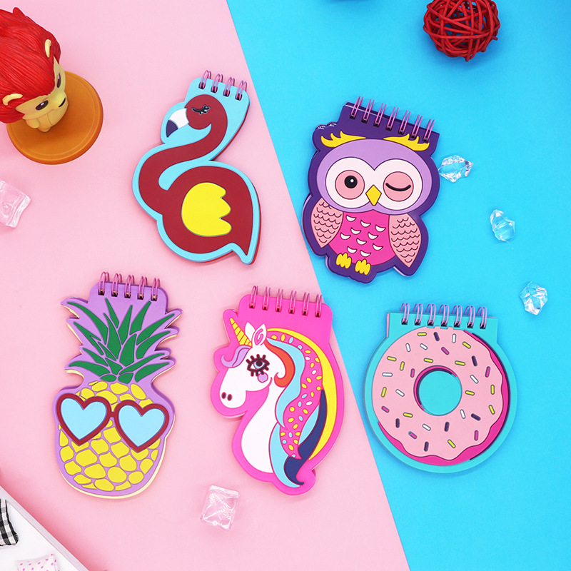 Creative cartoon notebook, portable notepad, PVC soft rubber cover, coil loose-leaf notepad wholesale Specification drawing