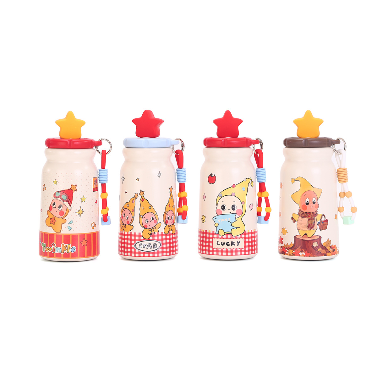 Cartoon Star person water cup, insulated cup, 316 stainless steel children's insulated cup, large capacity girls' high school appearance level straw cup Item Picture