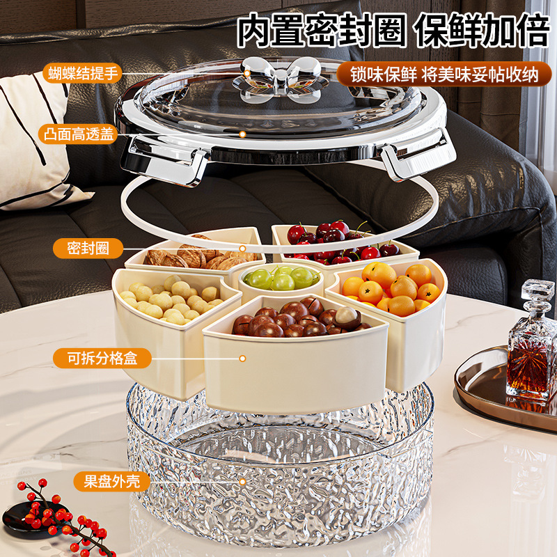 New Year's fruit plate with high appearance level 2025 new multi-layered compartments living room coffee table, household fruit, snack and dried fruit storage box Specification image