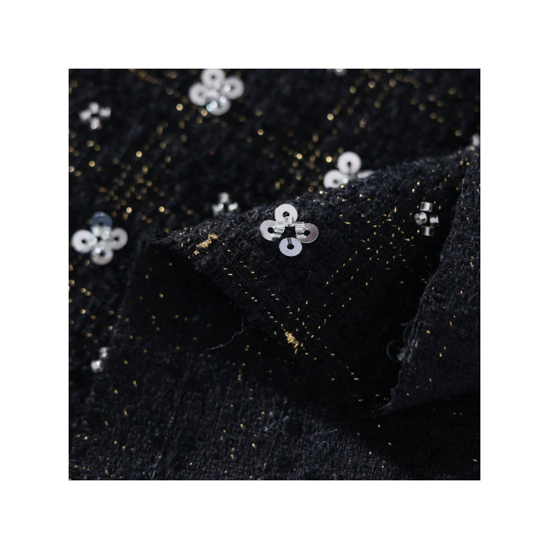 Sequined small fragrant flower accessory fabric, coarse-woven interlocking bead eyeball sequined fabric Item Picture