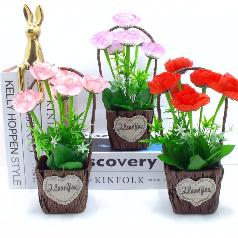 Plastic rattan woven baskets, plastic rattan flower baskets, festival flower baskets, wedding souvenirs, Teachers' Day and Mid-Autumn Festival gifts, plastic woven baskets Item Picture