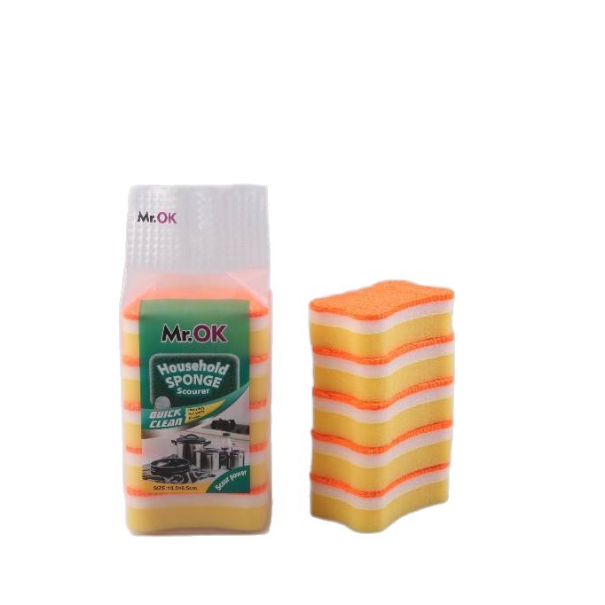 Mr.OK factory direct supply sponge scouring pads, double-sided cleaning sponges, kitchen cleaning sponges, dishwashing sponges, pot scrubbing sponges Item Picture