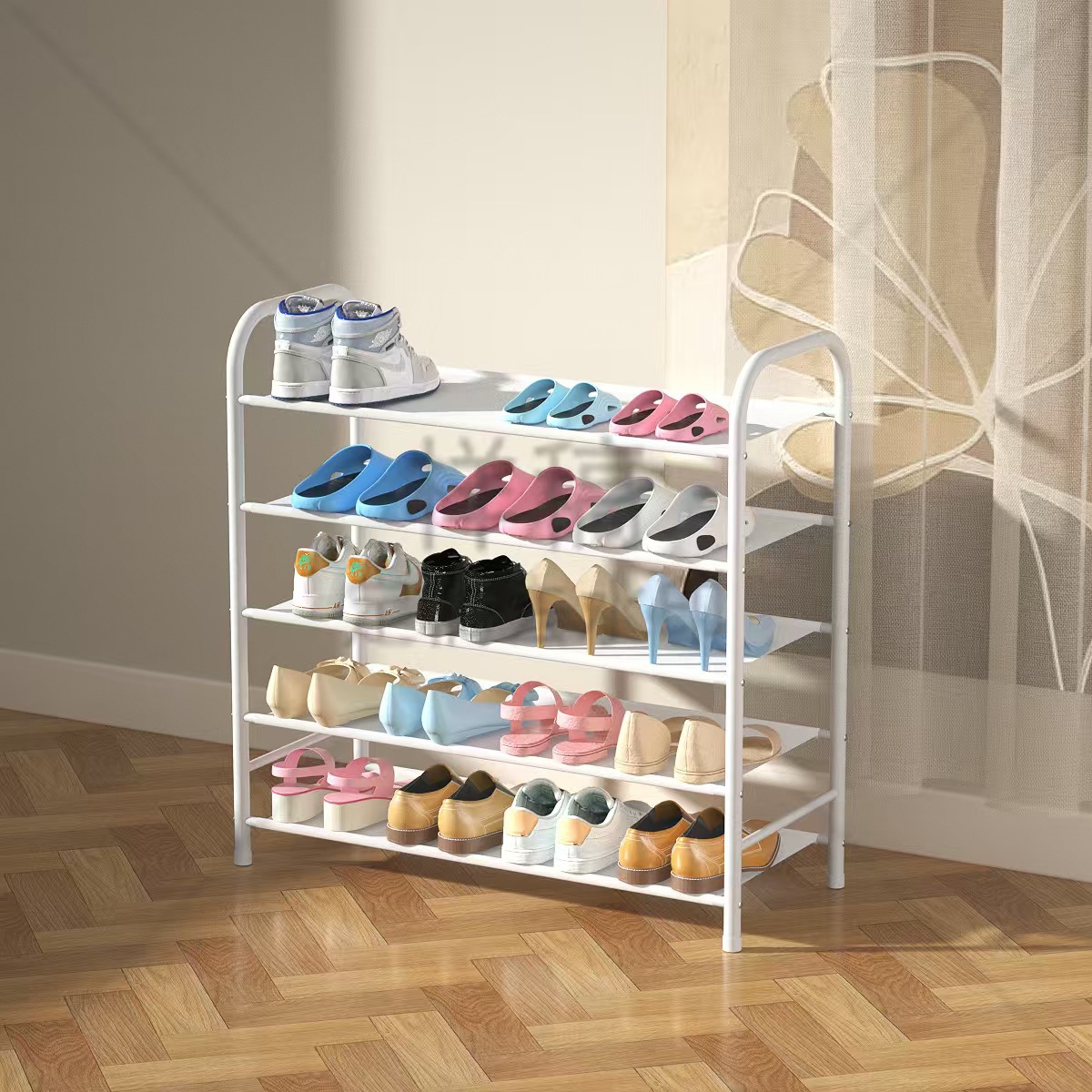 Cross-border shoe rack wholesale, simple floor-standing multi-functional shoe rack, metal modern and simple storage rack, dust-proof storage rack details Picture