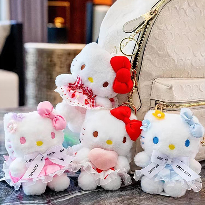 Genuine Sanlio hellokitty plush pendant, kt Hello Kitty doll, keychain, schoolbag pendant details Picture