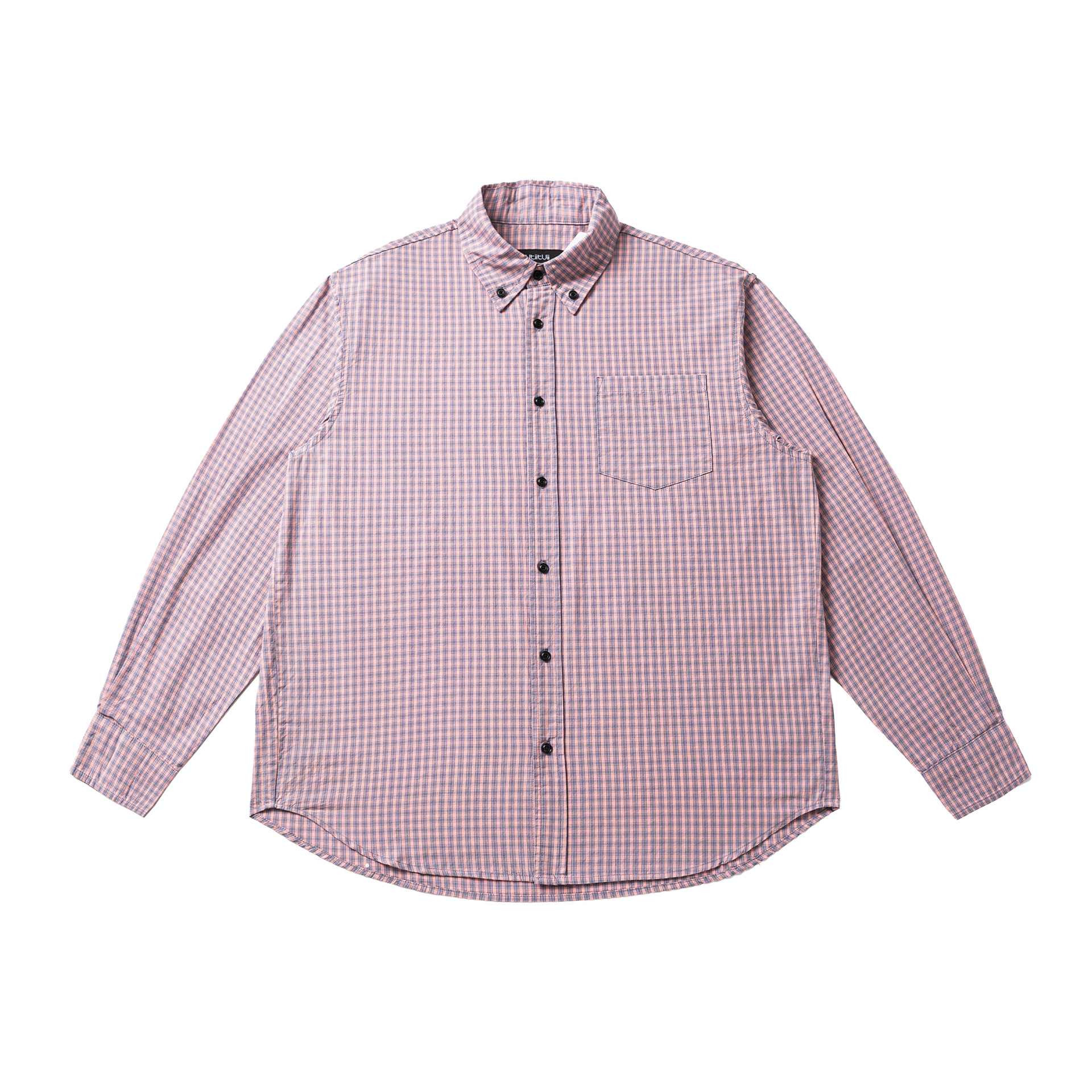 日系春秋复古细格子质感长袖衬衫男女宽松休闲百搭格纹衬衣