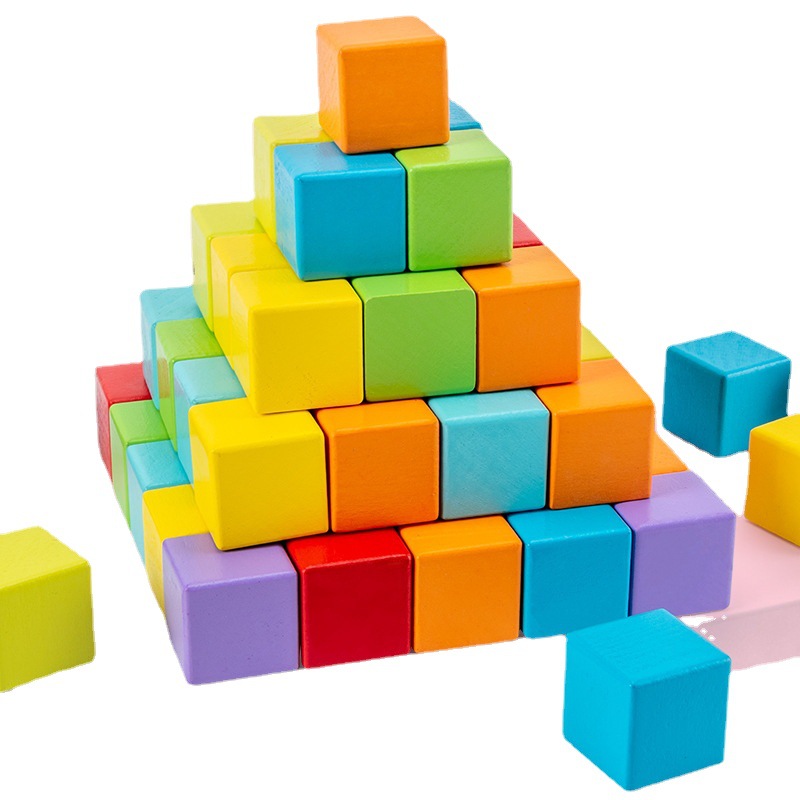 Children's cubic spatial sense math teaching AIDS, children's intelligence wooden thinking training building block toy teaching AIDS Item Picture