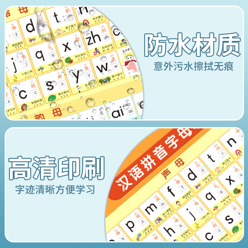 A wall sticker of the Chinese Pinyin alphabet for pronunciation training and learning, a magic tool for initial consonants and vowels, and early education wall pictures for first-grade children details Picture