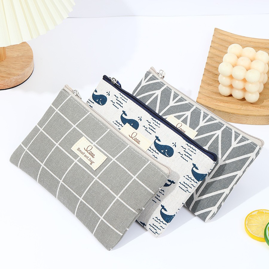 Cross-border large linen makeup bag, multi-functional, hand-held bag, mobile phone coin purse, makeup storage bag, customizable details Picture