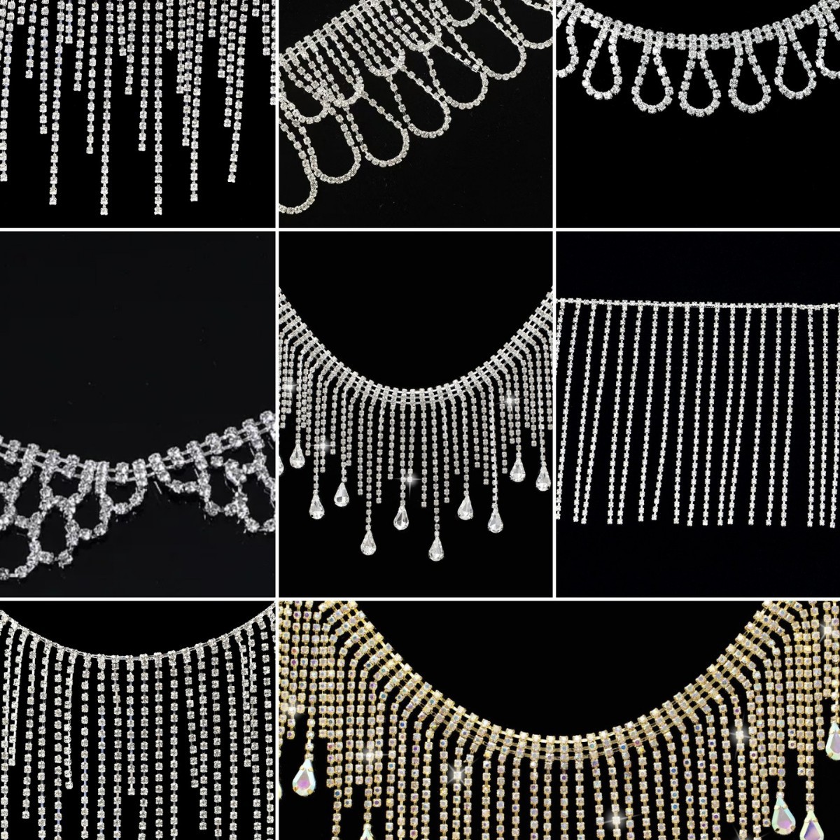 欧美爆款不规则流苏手缝钻链diy服装禾服鞋饰包装饰链厂家批发