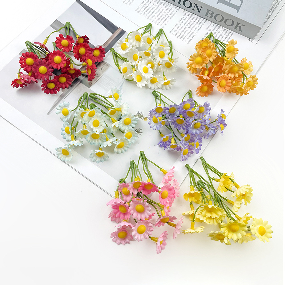 森系5叉小雏菊花草 家居花艺diy配件头饰簪花材料包摄影花墙道具