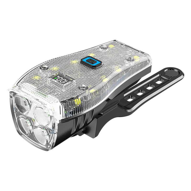 New type of outdoor cycling wireless horn transparent 4-light digital display bicycle headlight accessory