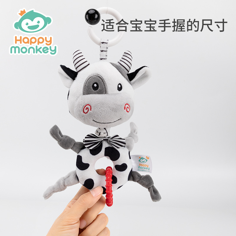 Happy monkey Black and White Music Bell for Newborns, Baby Tracking music box, Soothing and soothing baby bed bell Application Scenario