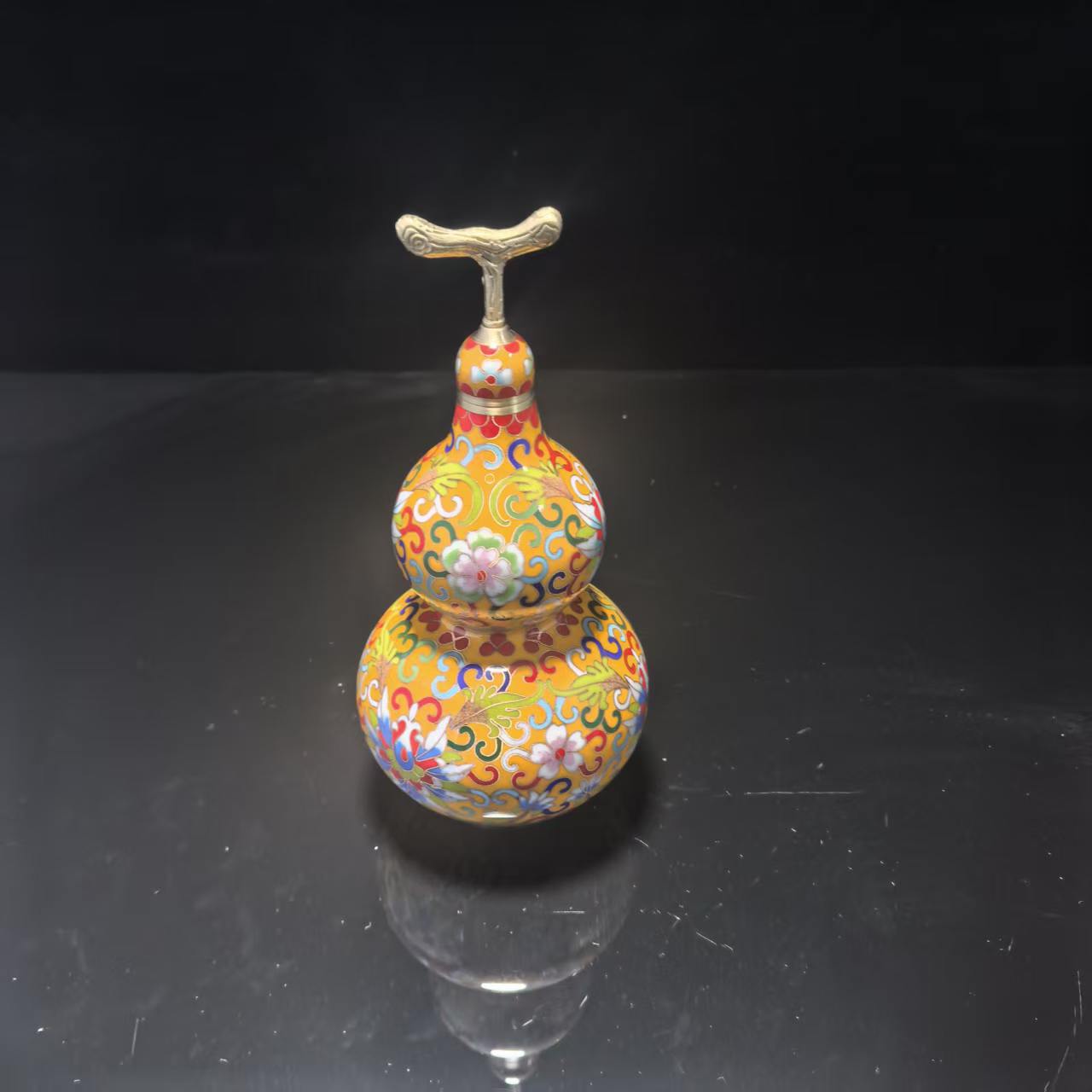 北京景泰蓝风水摆件传统铜铸胎掐丝低温珐琅仿古开盖八卦葫芦