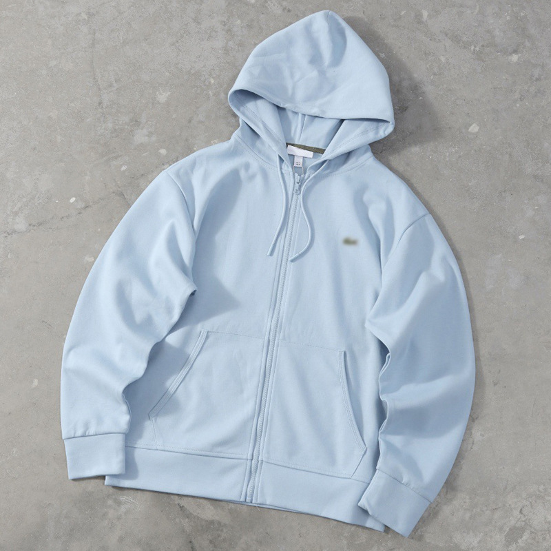 Cross-border original factory quality Crocodile Fish basic style embroidered Logo three-stitch five-thread zipper hooded sweatshirt for men and women Application Scenario