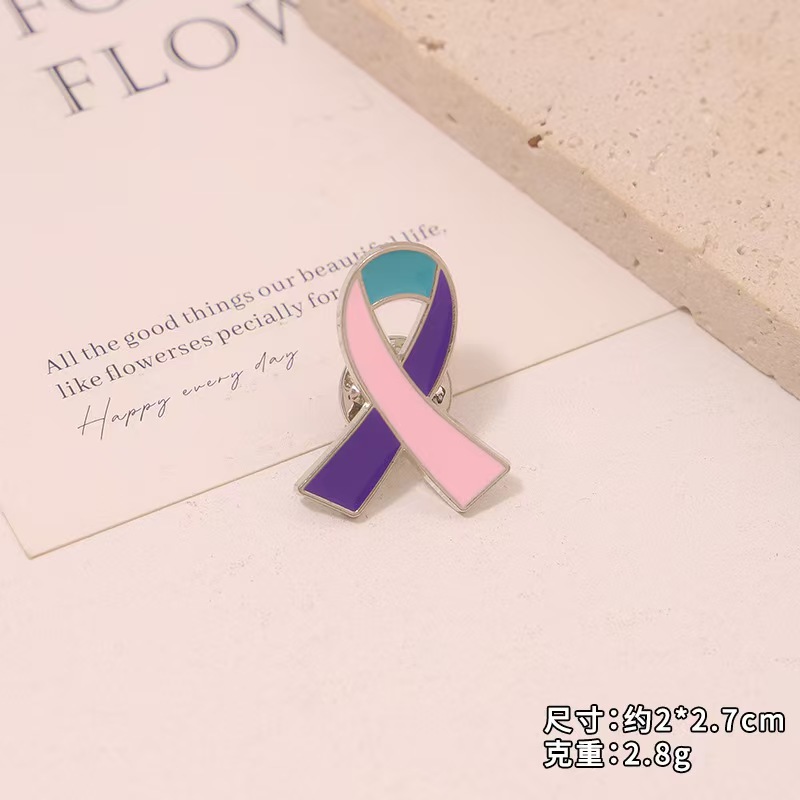 Transfronterizo venta caliente internacional vih rosa arco broche aleación material botón servicio público voluntario insignia cinta cinta details Picture