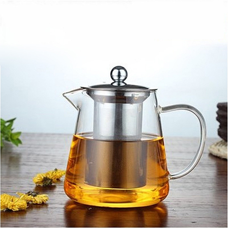 High borosilicate glass teapot and tea set, household flower tea kettle, high-temperature resistant thickened heat-resistant filtered water teapot