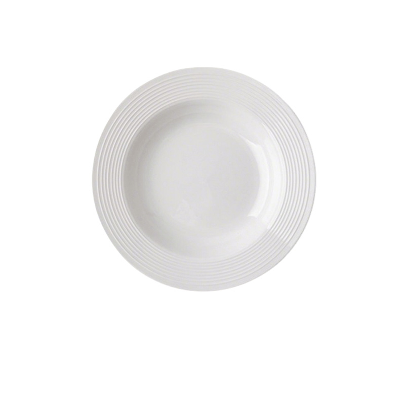 Ins-style simple threaded Western plates, high-end household tableware, straw hat plates, vegetable plates, soup plates, dinner plates, deep plates Item Picture