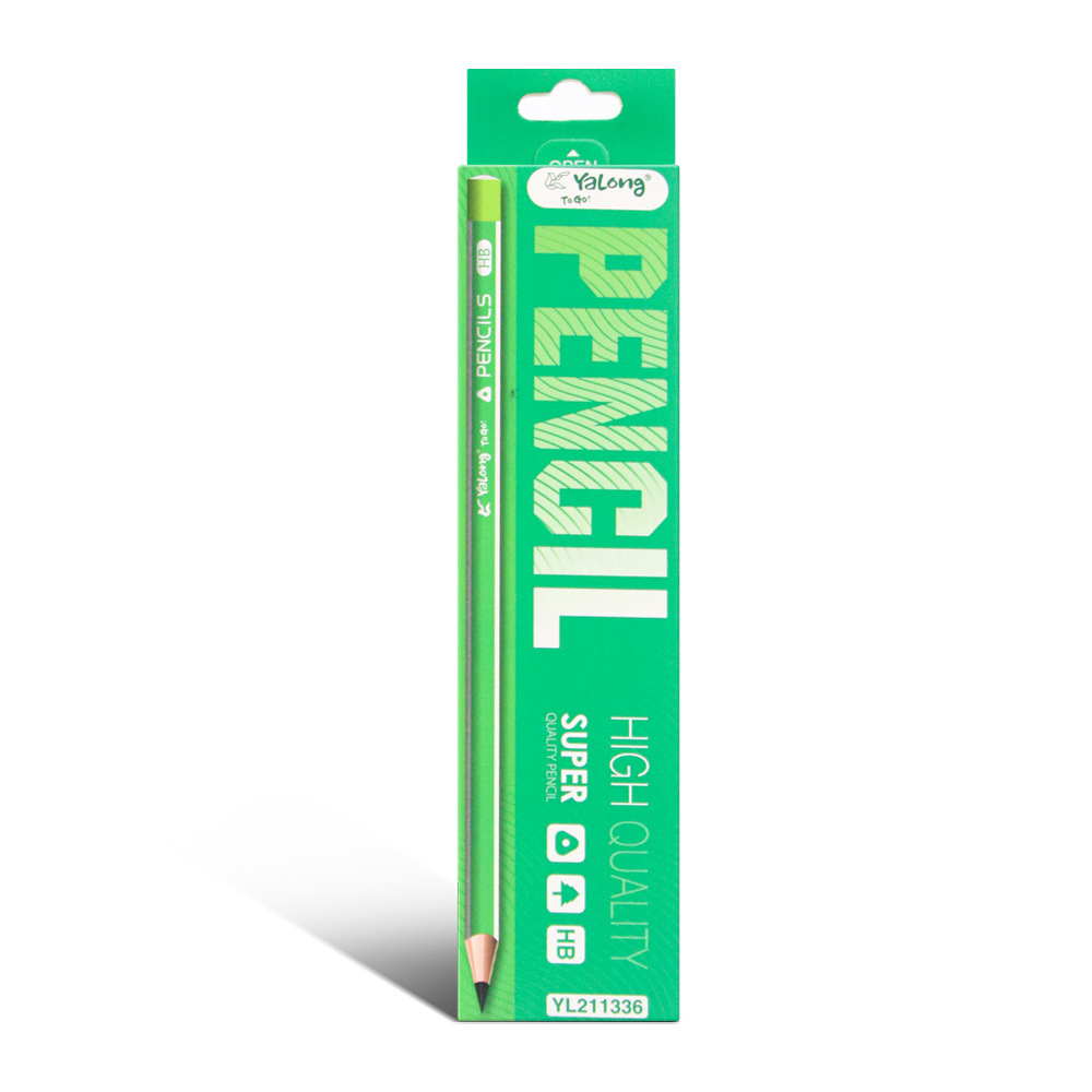 Yalong Cross-border New Design Wholesale Shenghua Stationery 12-piece Green Hardcover HB Standard Pencil Set details Picture