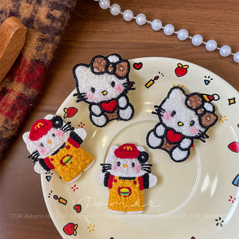 新款韩版甜美kt秋冬手工发饰儿童布艺侧边碎发刘海夹对装掰掰夹女Pom.kr 麦当劳装扮kt发夹可爱儿童发饰百搭布艺手工款